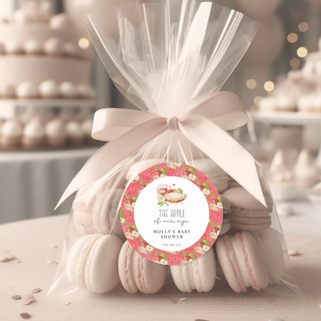 Adesivo Redondo Apple of Our Eye Chá de fraldas Paper (Apple of Our Eye Baby Shower Classic Round Sticker)