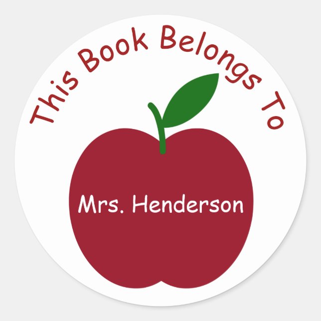 Adesivo Redondo Apple Personalised Bookplate do professor (Frente)