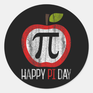 Adesivo Redondo Apple Pi Shirt Math