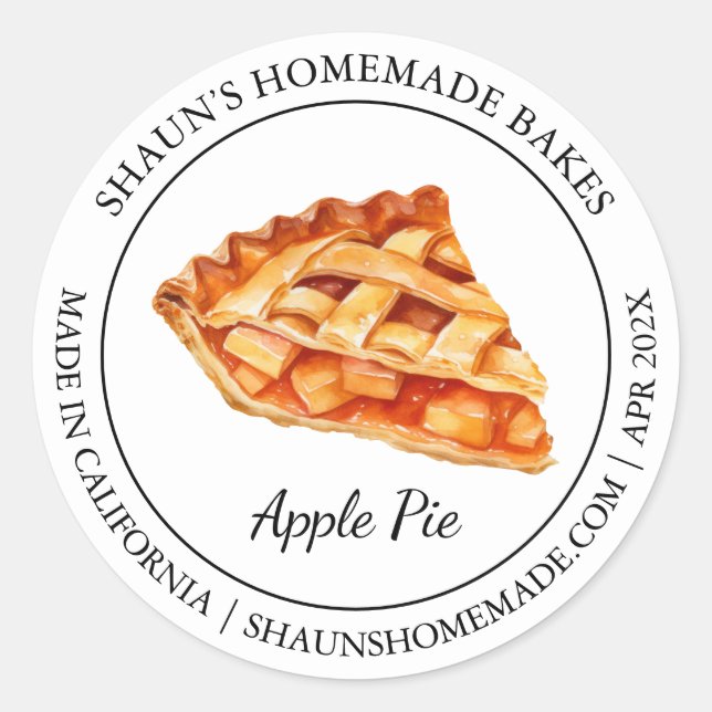 Adesivo Redondo Apple Pie Baking Modern label (Frente)