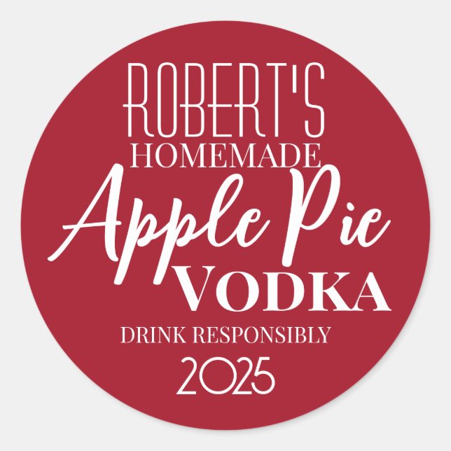 Adesivo Redondo Apple Pie Vodka Personalizada (Frente)