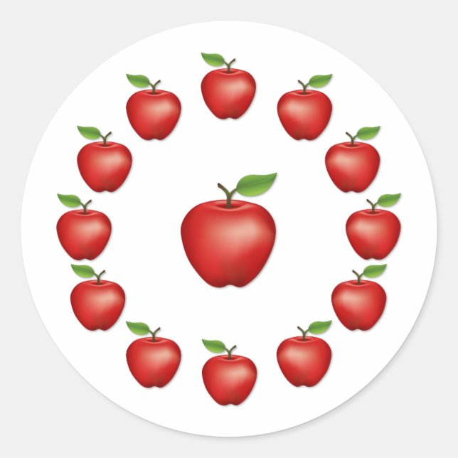 Adesivo Redondo Apple, Red Delicious Sticker (Frente)
