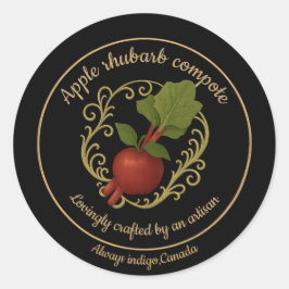 Adesivo Redondo Apple Rhubarb Harmony – Artisan Compote Label