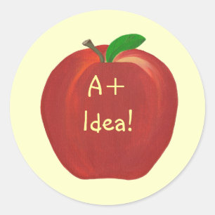 Adesivo Redondo Apple vermelha, autocolantes de ideias para profes