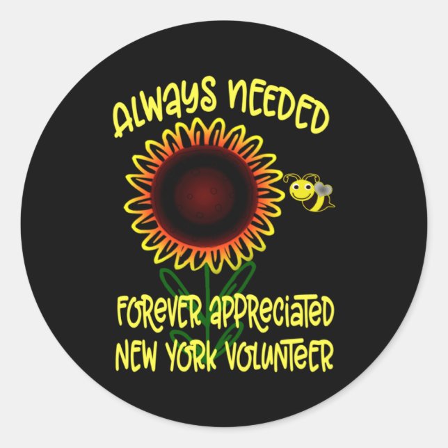 Adesivo Redondo Appreciation New York Always Needed Volunteer Reco (Frente)