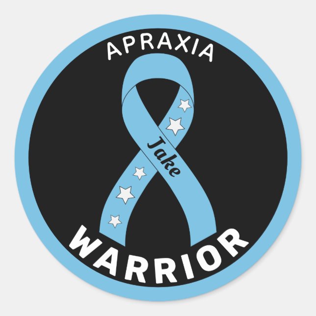 Adesivo Redondo Apraxia Warrior Ribbon Black Round Sticker (Frente)