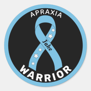 Adesivo Redondo Apraxia Warrior Ribbon Black Round Sticker