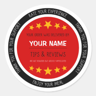 Adesivo Redondo Apreciação do Cliente do Driver de Entrega de comi
