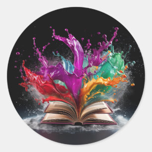 Adesivo Redondo Apreciação do Escritor Colorida