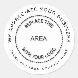 Adesivo Redondo Aprecie o logotipo da sua empresa Obrigado