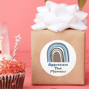 Adesivo Redondo Aprecie o momento motivacional do arco-íris