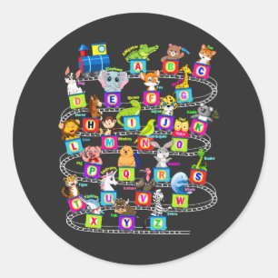 Adesivo Redondo Aprendizagem de animais alfabéticos
