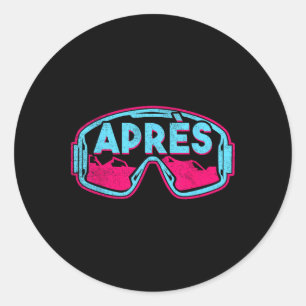 Adesivo Redondo Après, Esqui Retro Snowboard Vintage 80s 90s Esqui