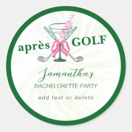 Adesivo Redondo Aprés Golf Martini Coquette Bow Bachelorette Party
