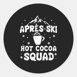 Adesivo Redondo Apres Ski Ccoa Squad Cute Engraçado Esquiador Engr