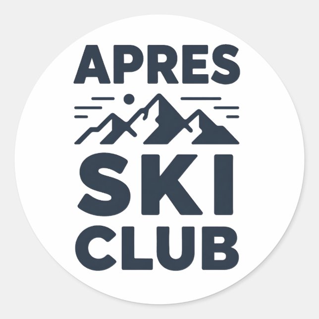 Adesivo Redondo Apres Ski Club Mountain Logo - Custom Mens Winter  (Frente)