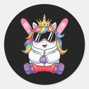 Adesivo Redondo Apres Ski Elite Ski Bunnies Unicorn Neve Esqui Sk