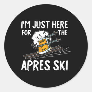 Adesivo Redondo Apres Ski Engraçado Esquiador Espetáculo Esportes