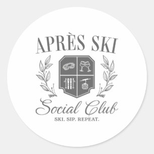 Adesivo Redondo Apres Ski Social Club Descida Skiing Sip Repe