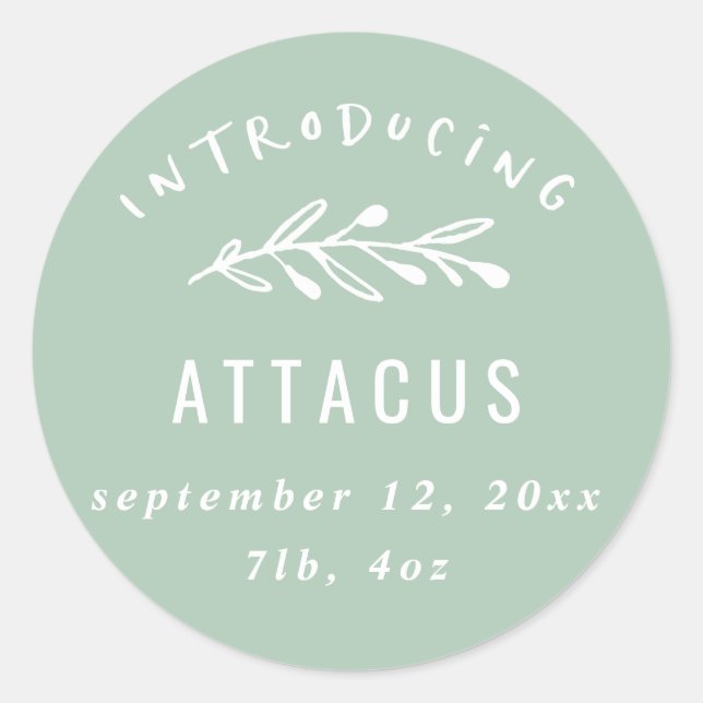 Adesivo Redondo Apresentação do anúncio de nascimento de uma sucur (Frente)