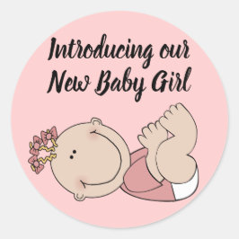 Adesivo Redondo Apresentando nosso selo da New Baby Girl