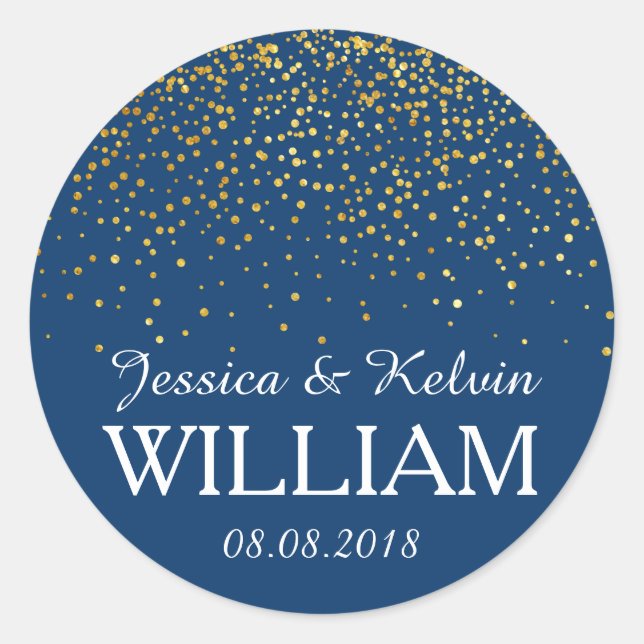 Adesivo Redondo Apresentando pontos/configurações de brilho Dourad (Frente)