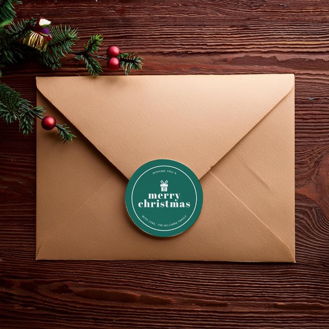 Adesivo Redondo Apresentar Com Um Arco De Natal Personalizado (Criador carregado)