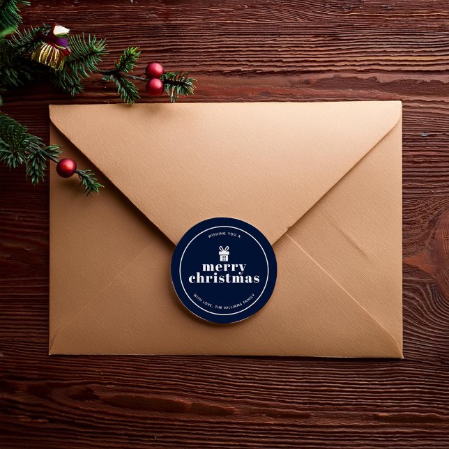 Adesivo Redondo Apresentar Com Um Arco De Natal Personalizado (Criador carregado)