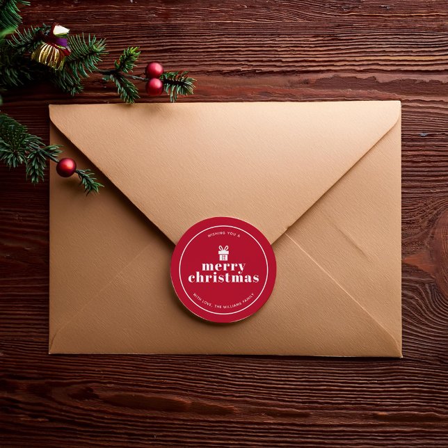 Adesivo Redondo Apresentar Com Um Arco De Natal Personalizado (Criador carregado)