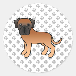 Adesivo Redondo Apricot English Mastiff Cão de Cartoons Bonitos