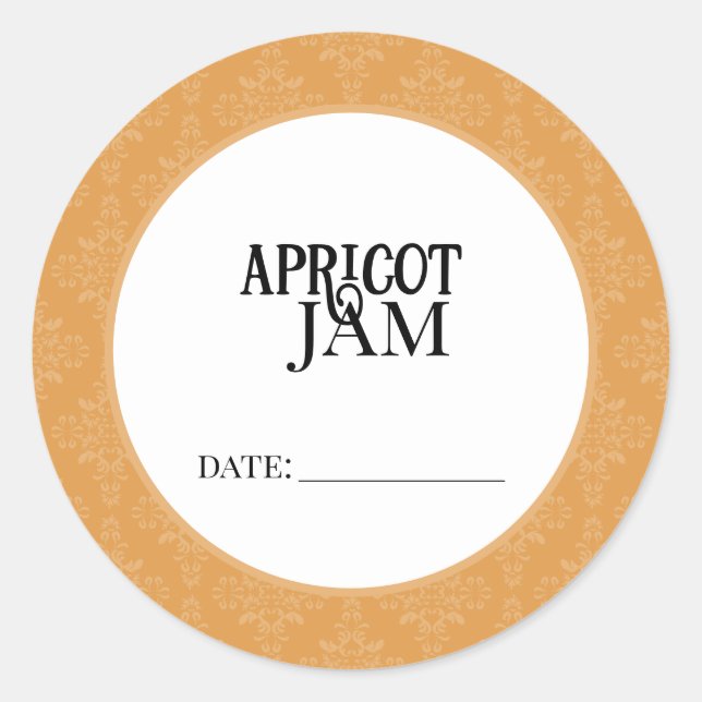 Adesivo Redondo Apricot Jam Canning Lid Labels (Frente)