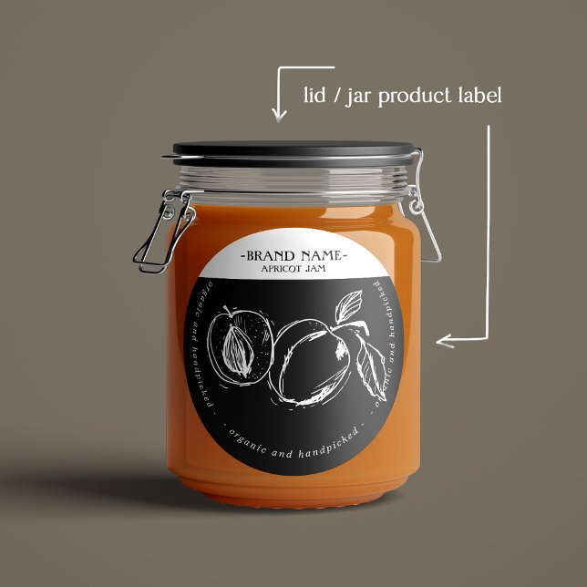 Adesivo Redondo Apricot Jam Label Packaging Design (Criador carregado)