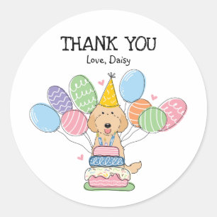 Adesivo Redondo Apricot Labradoodle Birthday Favor Tags Sticker
