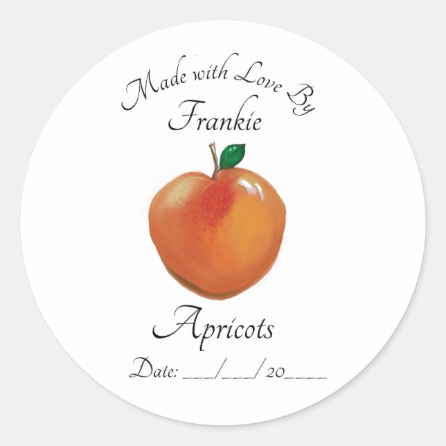 Adesivo Redondo Apricots Preserva e Canning Stickers and Labels (Frente)