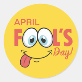 Adesivo Redondo April Fool's Day Feliz Rosto Engraçado | Feriados