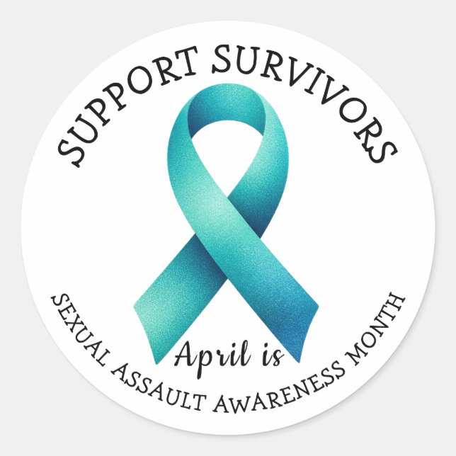 Adesivo Redondo April is Sexual Assault Awareness Day  (Frente)