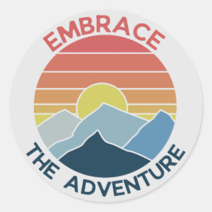 Adesivo Redondo Aproveite a aventura da aventura na montanha