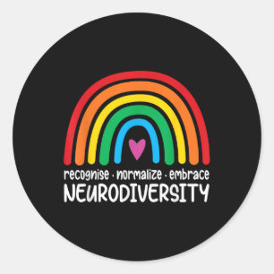 Adesivo Redondo Aproveite a neurodiversidade Arco-Íris Autismo Sen