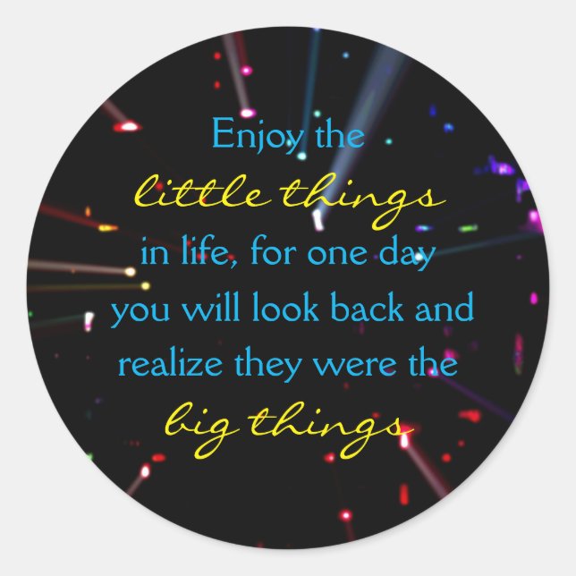 Adesivo Redondo Aproveite as pequenas coisas nas luzes das aspas d (Frente)