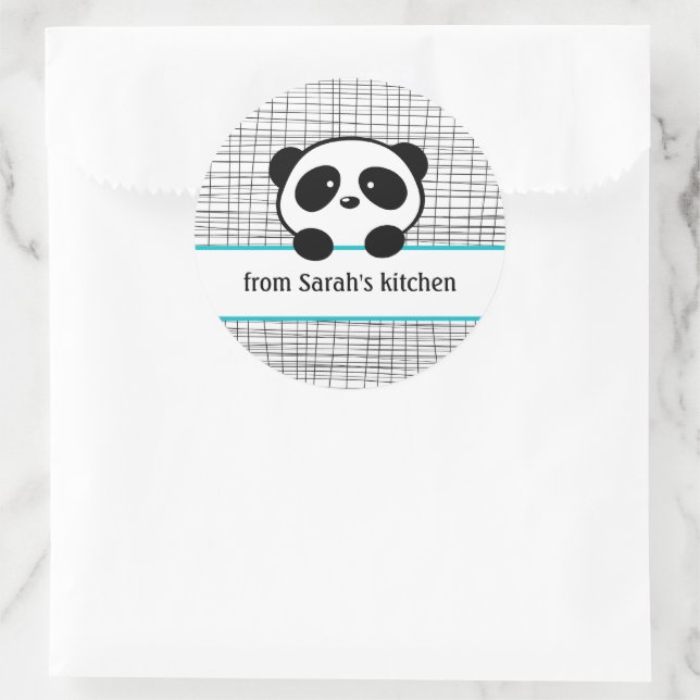 Adesivo Redondo Aqua Black Panda Bear Baking and Canning (Bolsa)