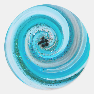 Adesivo Redondo Aqua Christian Sticker Oceans Swirl Abstrato
