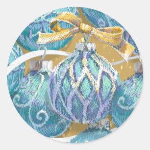 Adesivo Redondo Aqua Christmas Balls