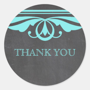 Adesivo Redondo Aqua Deco Chalkboard Obrigado Stickers