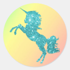 Adesivo Redondo Aqua Glitter Unicorn
