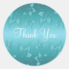 Adesivo Redondo Aqua-Marine Floral 1,5" Obrigado Sticker