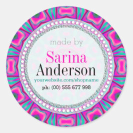 Adesivo Redondo Aqua Rosa Hippie Sunshine Feita Por Rótulos