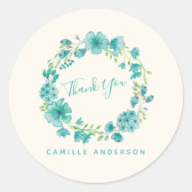 Aqua Sea Green Floral Wreath Personalizado