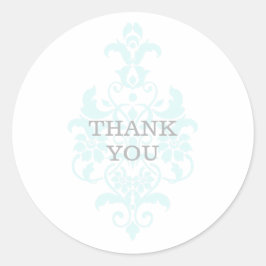 Adesivo Redondo Aqua Sutil Damask Obrigado Stickers