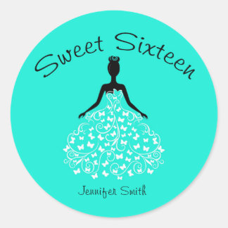 Adesivo Redondo Aqua Sweet XVI Butterfly Envelope Seals
