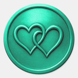 Adesivo Redondo Aqua Two Hearts Intertwined Wedding